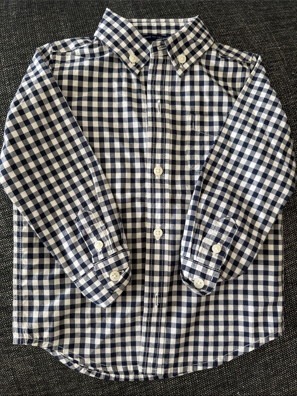 Janie and Jack Navy and White Gingham Button-Down Shirt